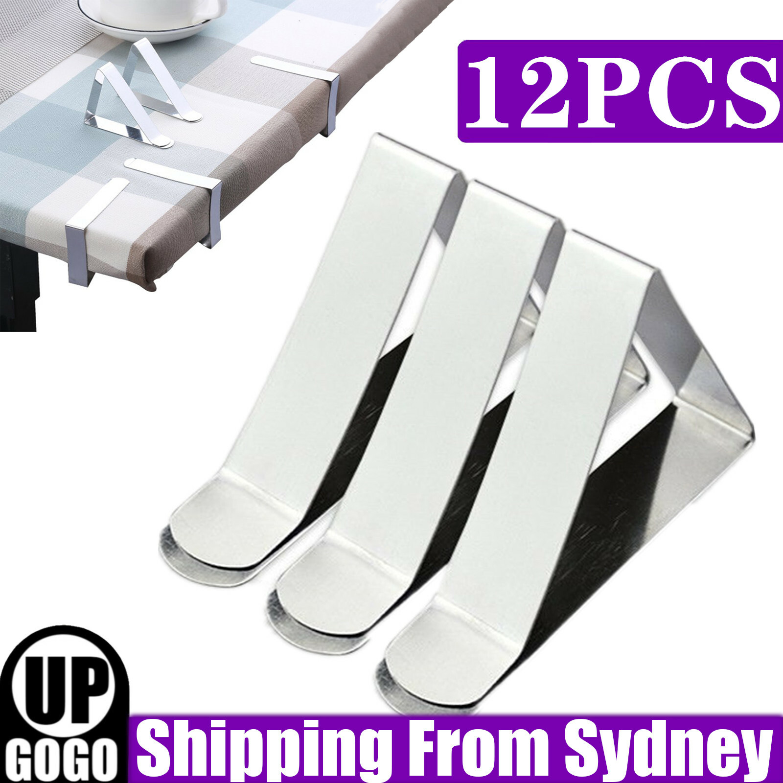 12PCS Stainless Steel Tablecloth Clips Desk Table Cloth Cover Clamp Holder Party