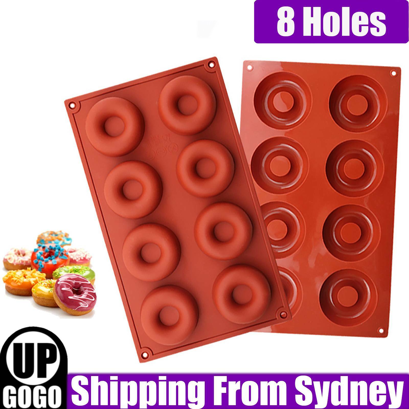 8 Holes Donut Silicone Mould Doughnut Chocolate Pan Tray Mold Baking Cake Brown