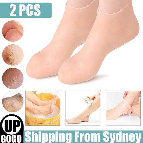 2 Pair Foot Care Socks Spa Silicone Moisturizing Gel Anti Cracking Protect 1/2