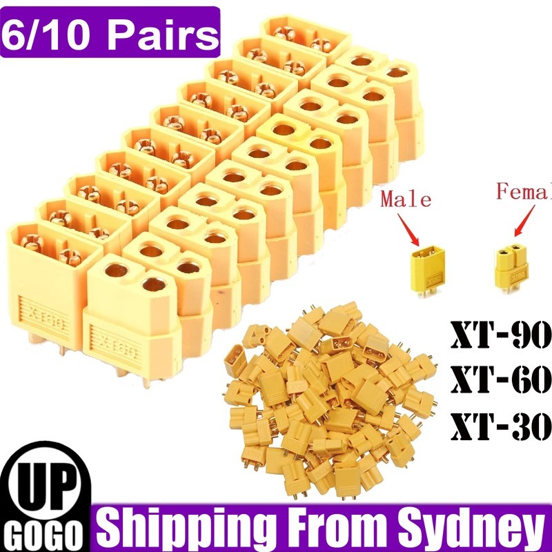 6/10 Pairs XT30 XT60 XT90 Male Female Bullet Connector Plug for Lipo Battery AU