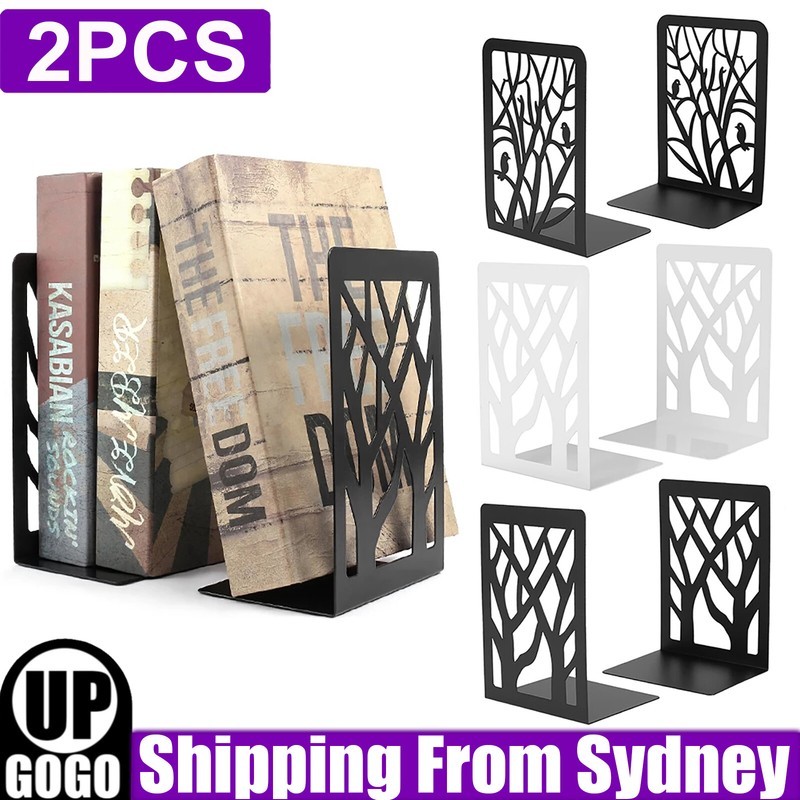 2PCS Heavy Duty Metal Bookends Decorative Book Ends Holder Stationery Supplies 2