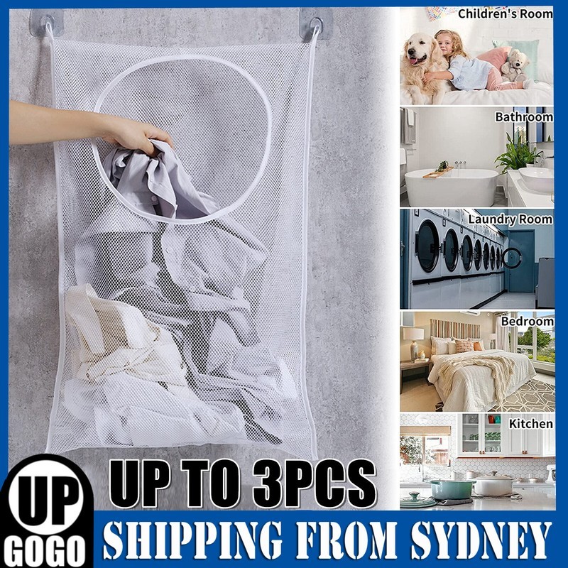 Hanging Laundry Bag Over Door Clothes Washing Storage Basket Foldable Hamper