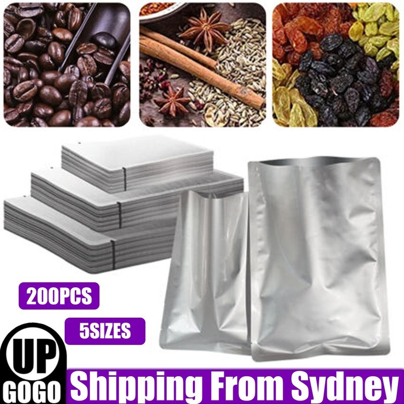 200Pcs Mylar Food Vacuum Bags Pouch Foil Aluminum Storage Heat Seal AU 100 BPA
