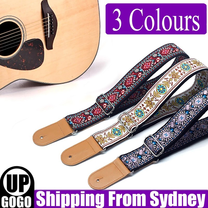 Vintage Flowers Guitar Strap Replacement Adjustable Belt Acoustic Electric Bass