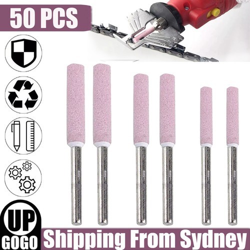 50Pcs Chainsaw Sharpener Burr Grinding Stone File Chain Sharpening 4/4.8/5.5mm
