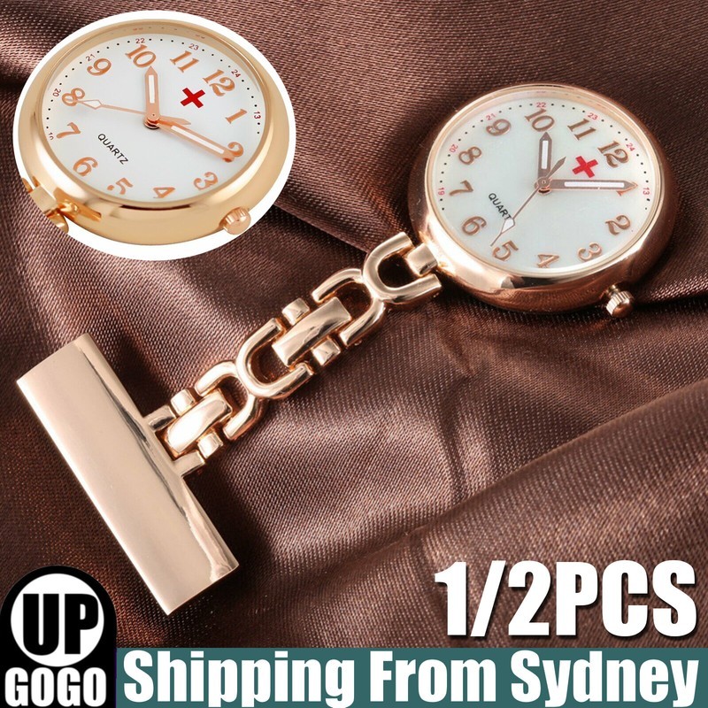 1/2X Model Rose Gold Nurse Fob Watch Large Face Nursing Pendant Pocket AU Mirror