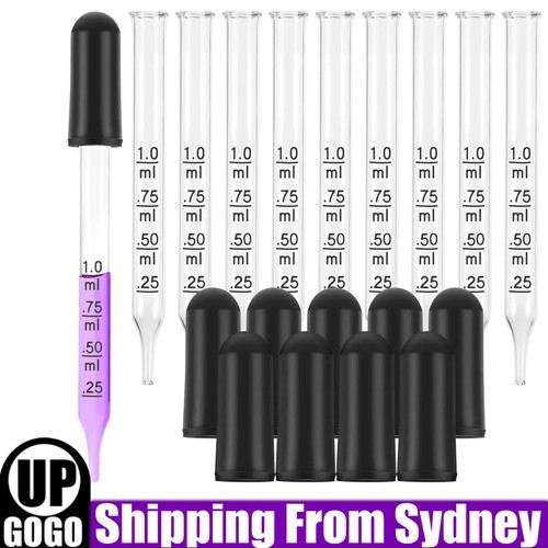 UP 50PCS Glass Stain Liquid Droppers Pipettes Essential Oil Craft Eye AU 10/20
