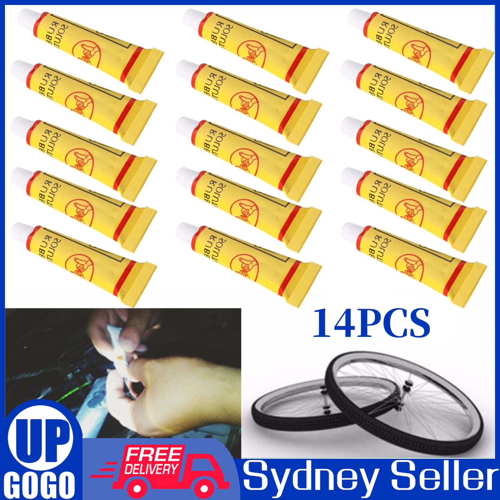 14Pcs Bike Tyre Inner Tube Puncture Repair Rubber Cement Bicycle Tire Patch Glue