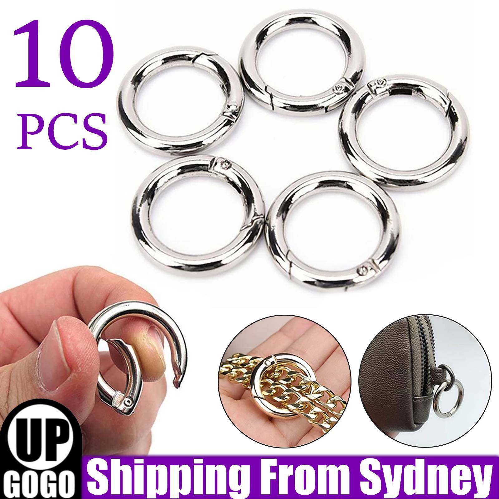 10PCS Round Snap Clip Hook Mini Carabiner Keychain Keyring Bag Connector Ring AU