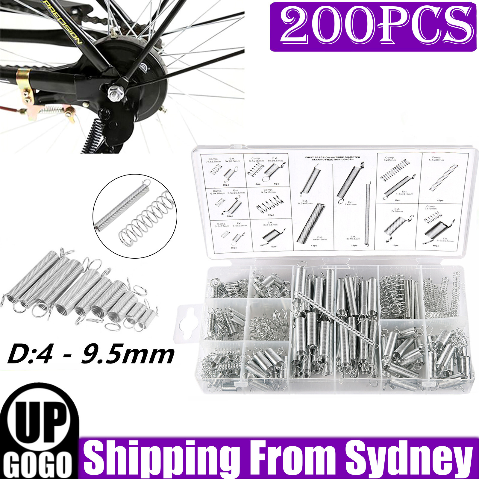 200Pcs Small Spring Assortment Set Kit Steel Compression Extension Coil AU Stock