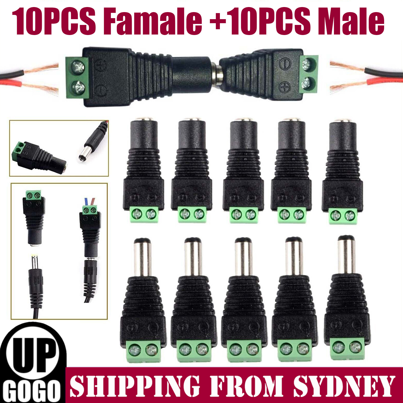 20PCS 12V LED Power Adapter Connector For 5050 3528 Strip AC DC Plug Female Home