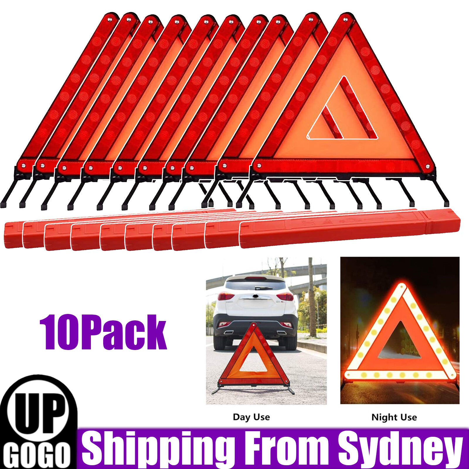 10x Warning Triangle Emergency Safety Reflective Sign Road Roadside Dot Approved