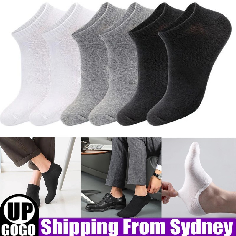 5 Pairs Low Cut Socks Cotton Soft Breathable Non-Slip Casual Ankle White Black