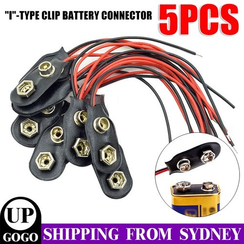 5Pcs 9V Volt Battery Snap Clip Connector Black type AU STOCK Rechargeable