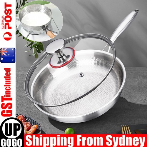 2026 Titanium Pan Without Coating Pure Kitchen Heated Evenly w/ Lids AU Frying