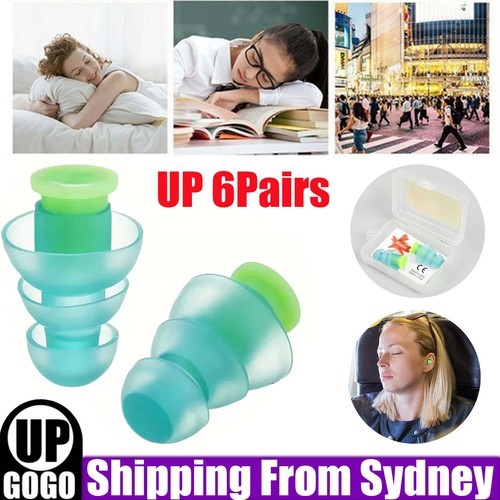 UP 6Pairs Soft Silicone Ear Plugs Noise Cancelling Hearing Protector Study Sleep