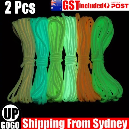 2x Glow-in-the-Dark Camping Rope Durable Nylon Tensile Strength for Outdoor Tent
