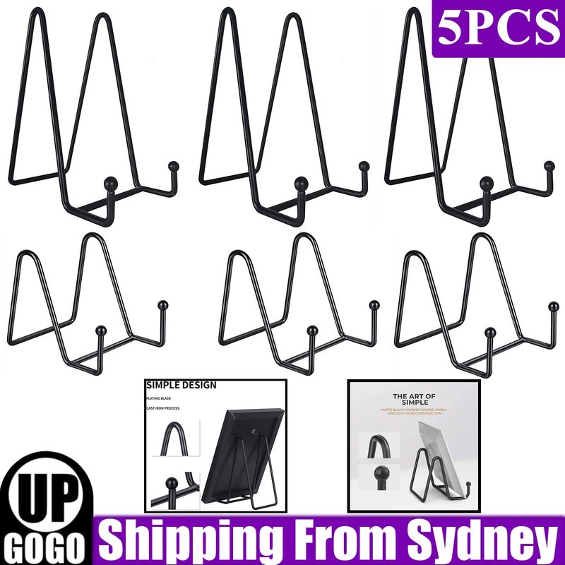 5Pcs Metal Display Stand Black Iron Easel for Plate Holder Reflective