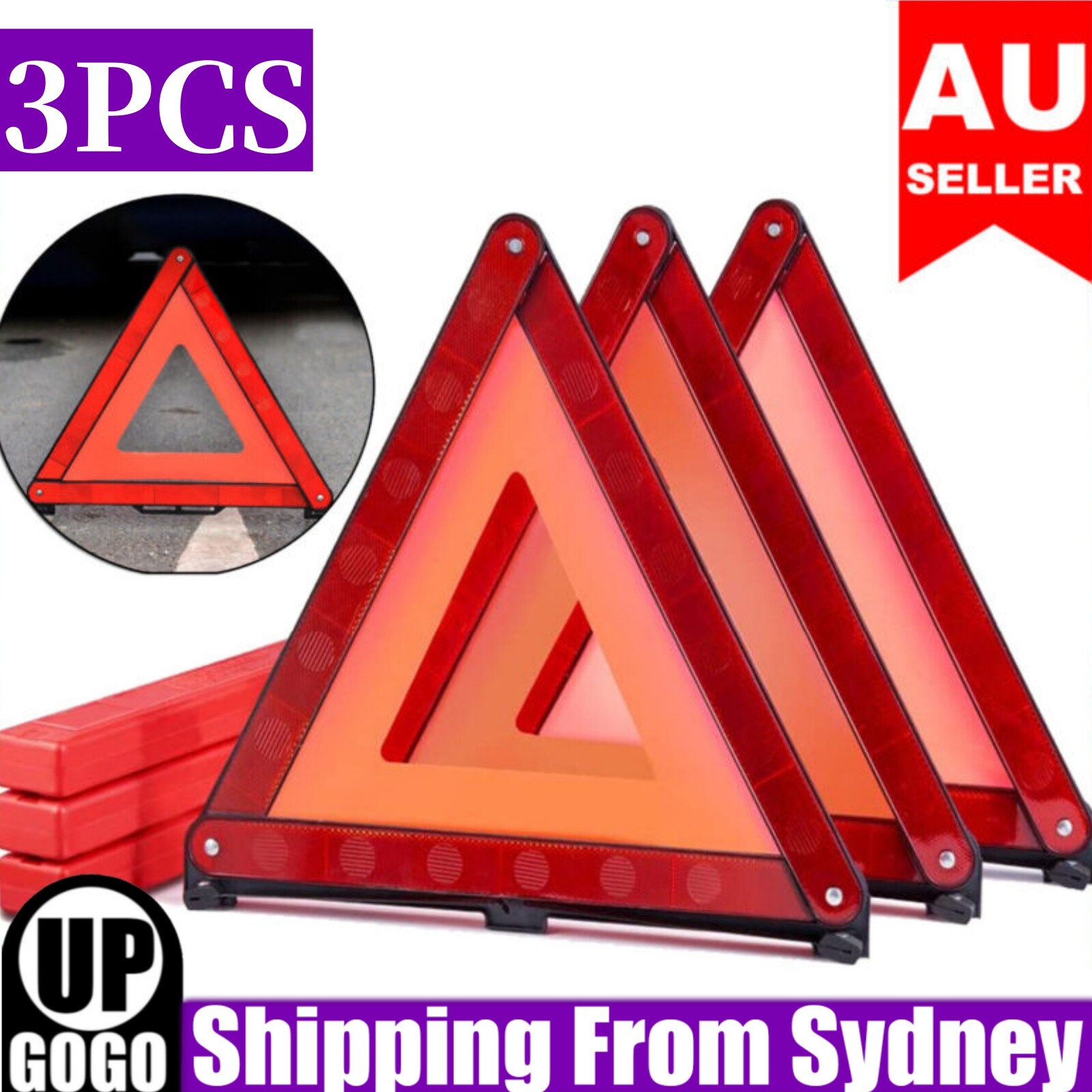 Unbranded/Generic 3PCS Car Triple Emergency Warning Triangle Reflector Road Sign