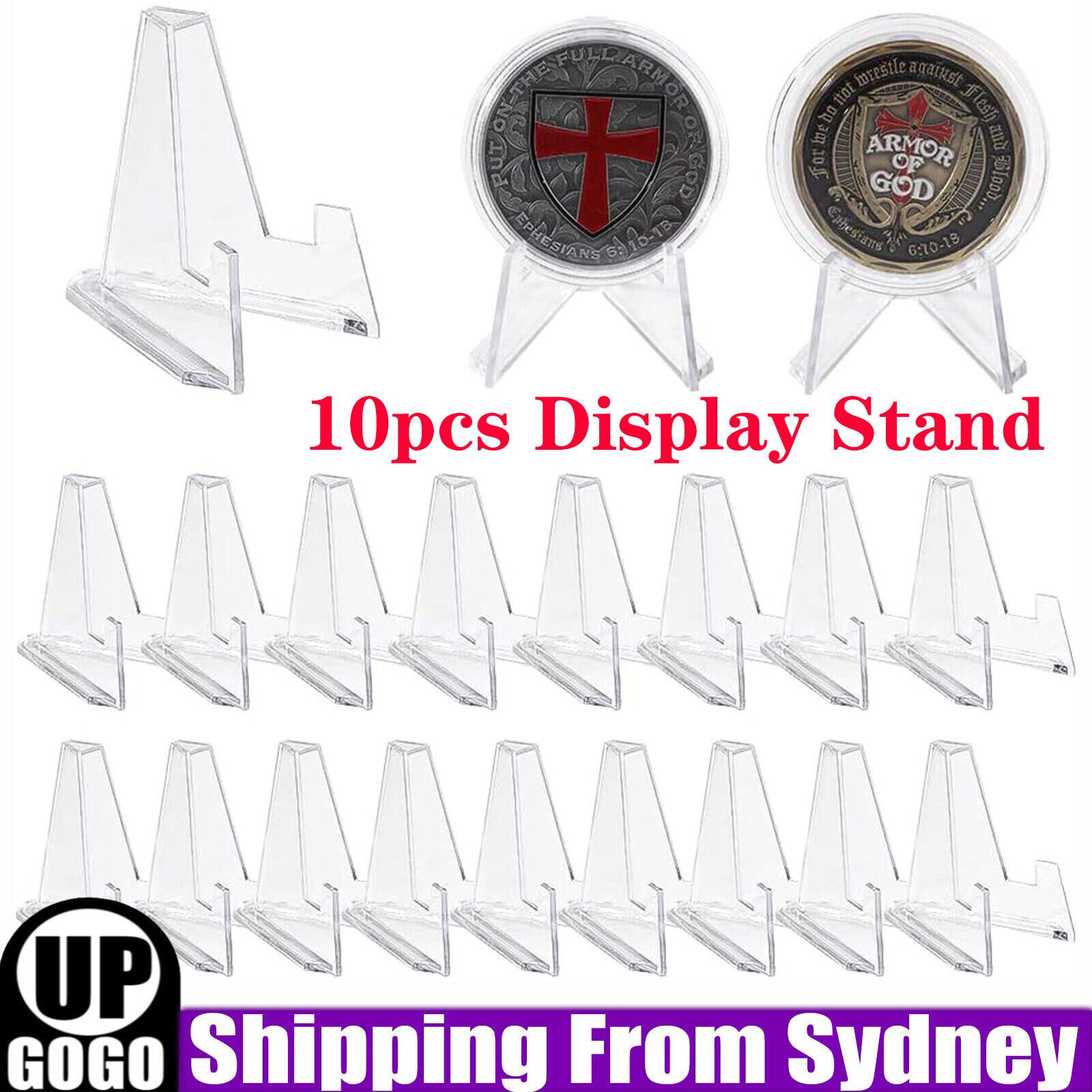 10pcs Plastic Badge Medal Coin Display Holder Easel Storage Stand Collectable AU