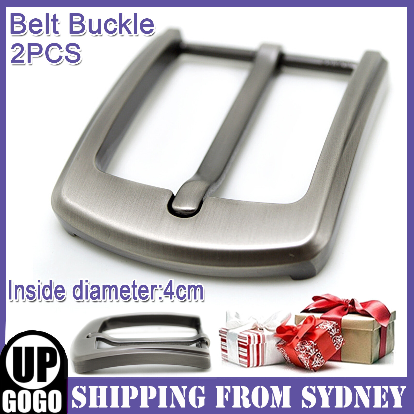 2X Zinc Alloy Metal Pin Single Belt Buckle for Men Leather Waist Strap 40mm