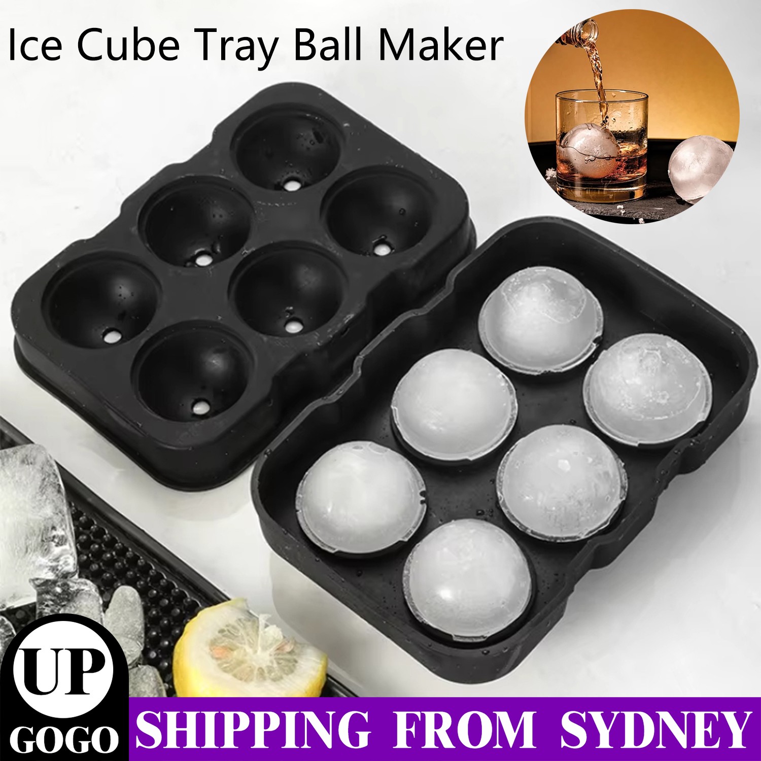 Unbranded/Generic 6 Large Ice Cube Tray Ball Maker Big Silicone Mold Sphere Food