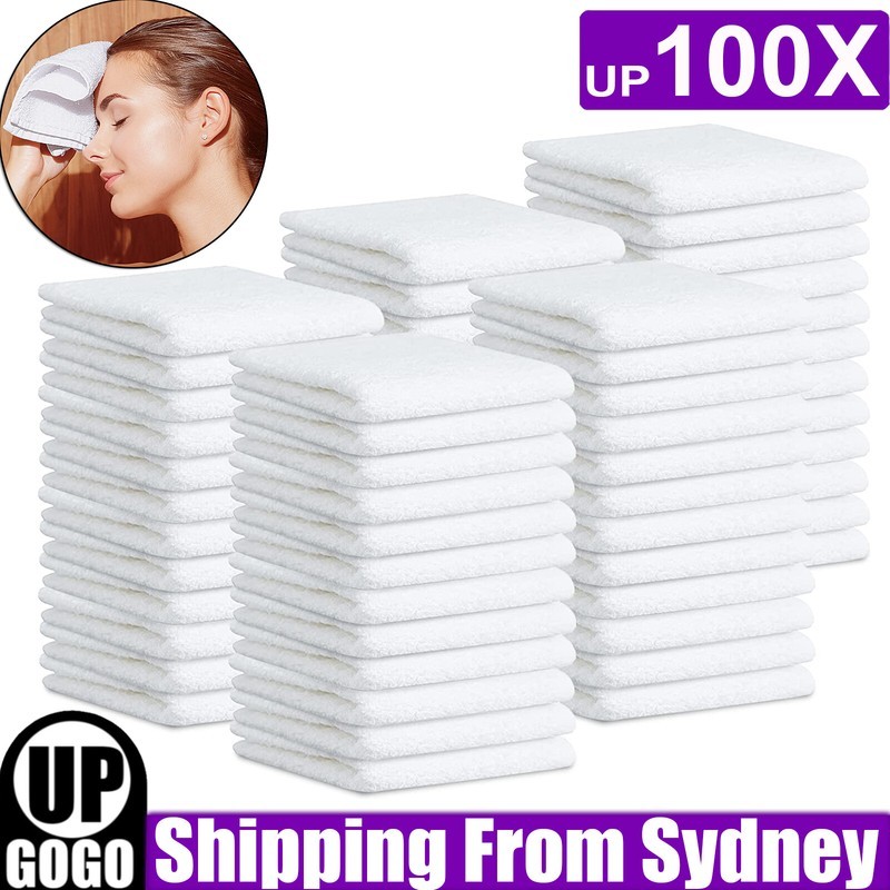 UP 100X 30x30cm Plain Towel Coth Budget Face Washer Wipe Cotton Washclothes Bulk