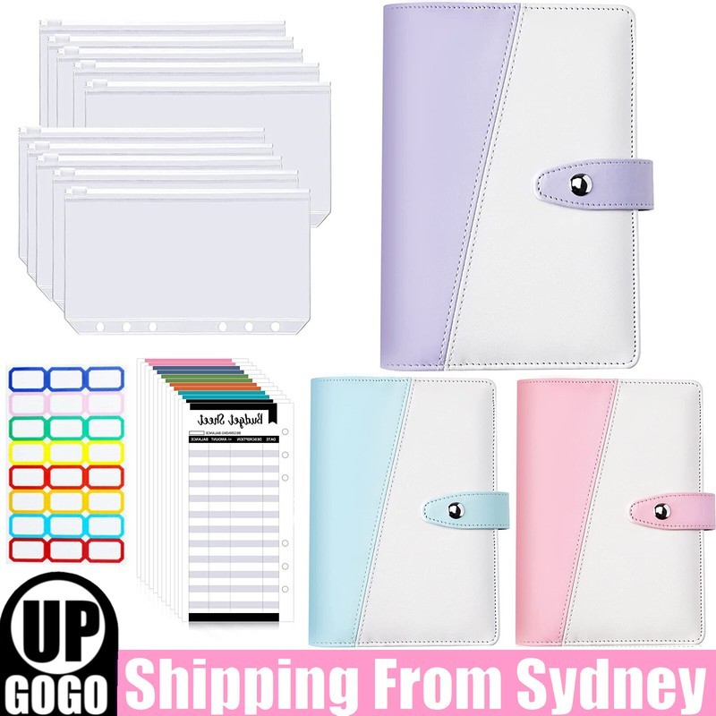 26pcs A6 PU Notebook Binder Money Organizer Budget with Cash Envelopes AU 130