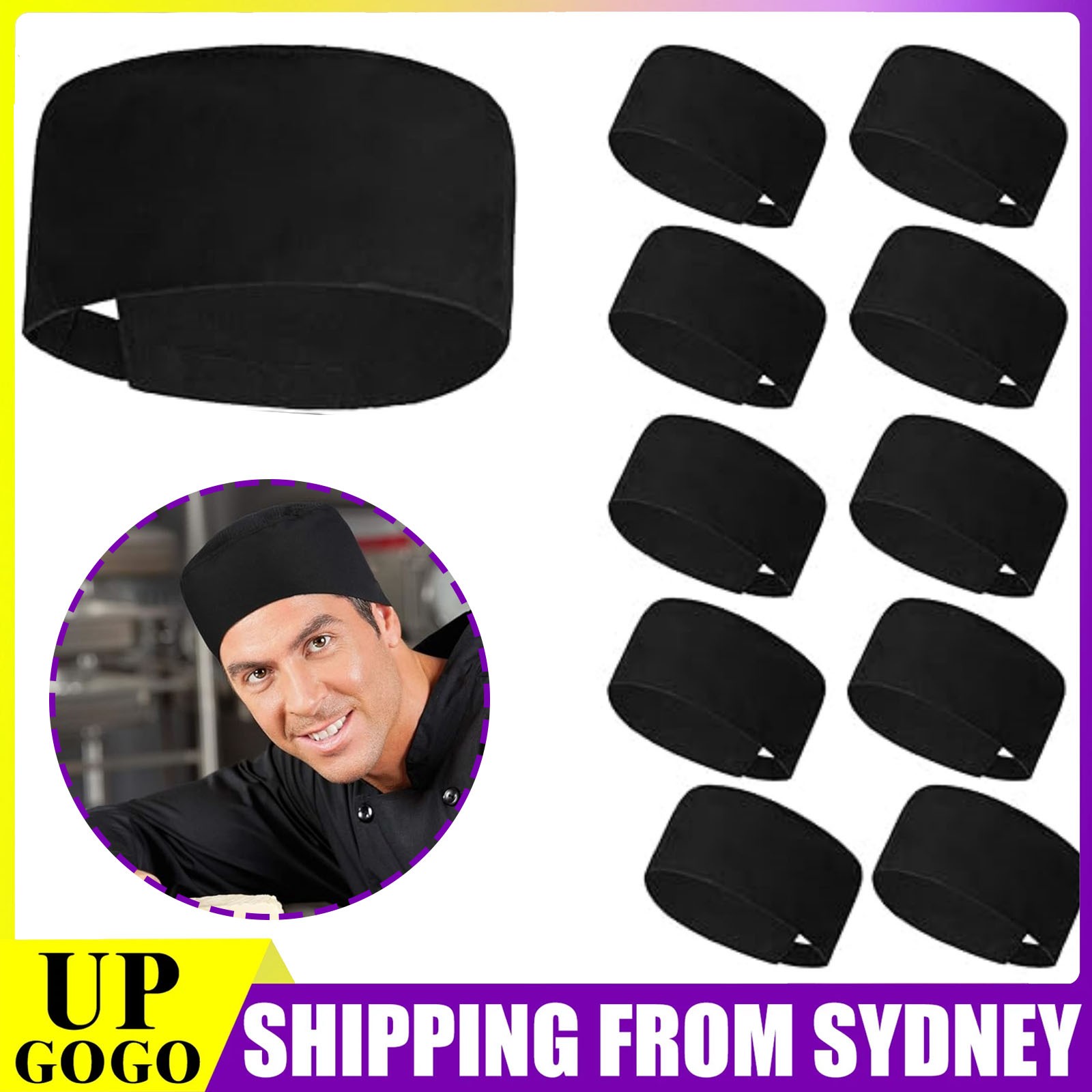 Black Cooking Hat Adjustable Breathable Mesh Kitchen Cap Catering Chef AUS 1 One