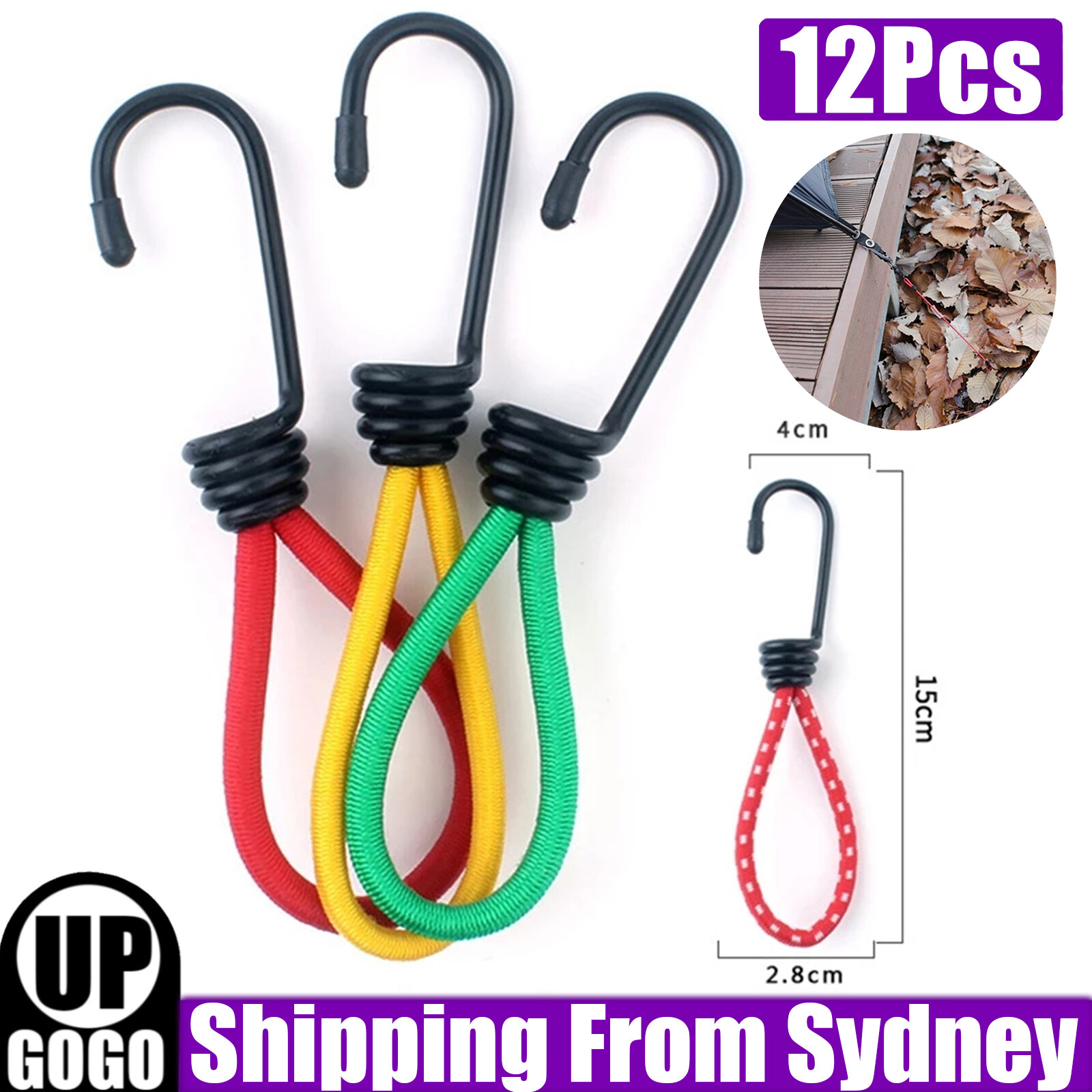 12pcs Antislip Stretch Latex Tent Peg Hook Camping Accessories Rope Outdoor 6in