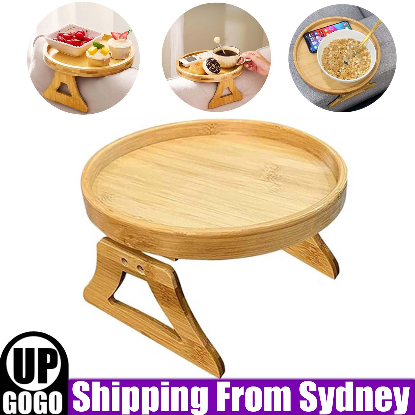 Sofa Armrest Tray Clip-On Foldable For Coffee Snacks Phone Holder Serving Medium