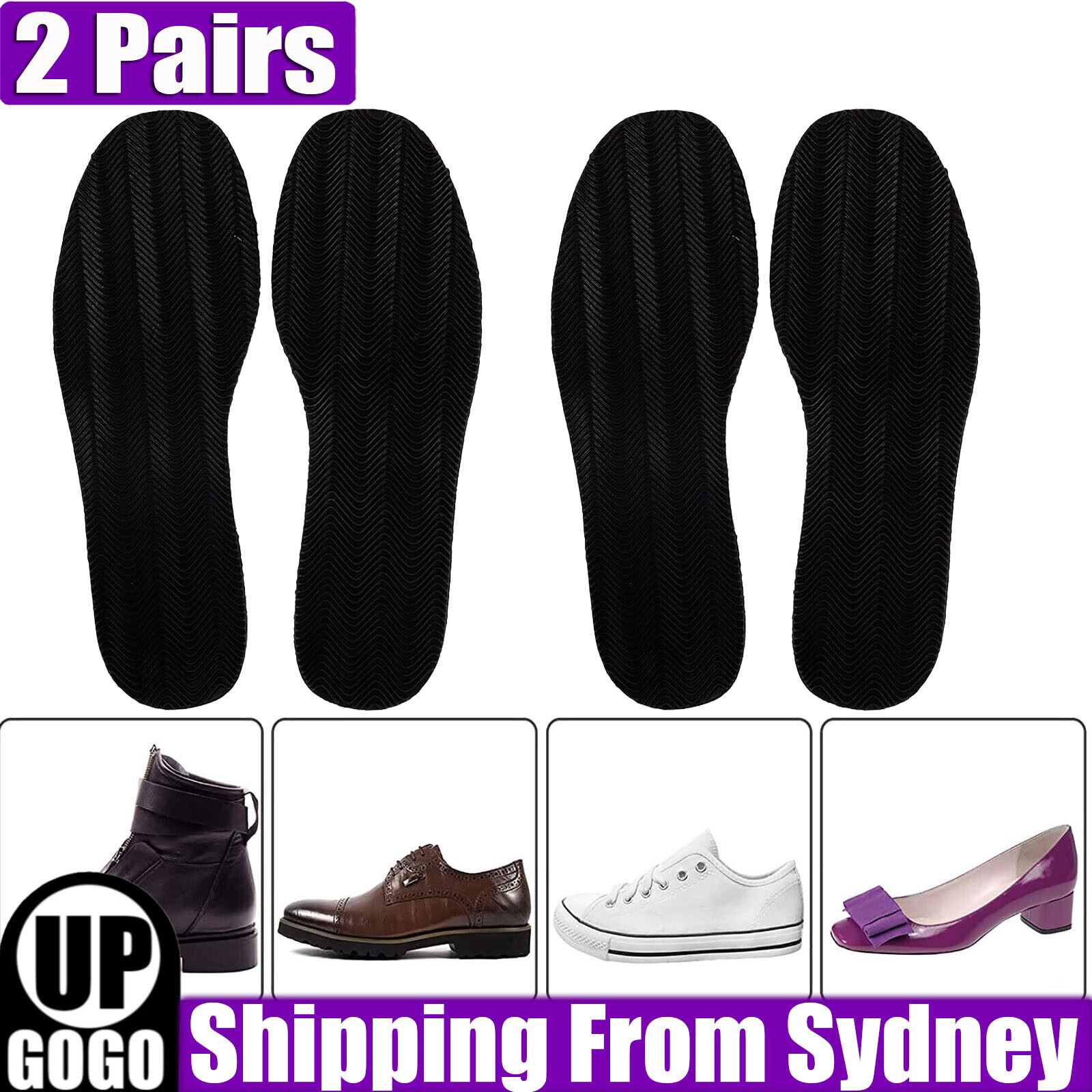 2 Pairs DIY Stick On Full Soles Heel Palm Shoe Repair Anti-Slip Grip-rubber AUS