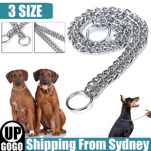 Dog Chain Collar Heavy Duty Choker Double Pet Slip Check Twist Link Chrome Iron
