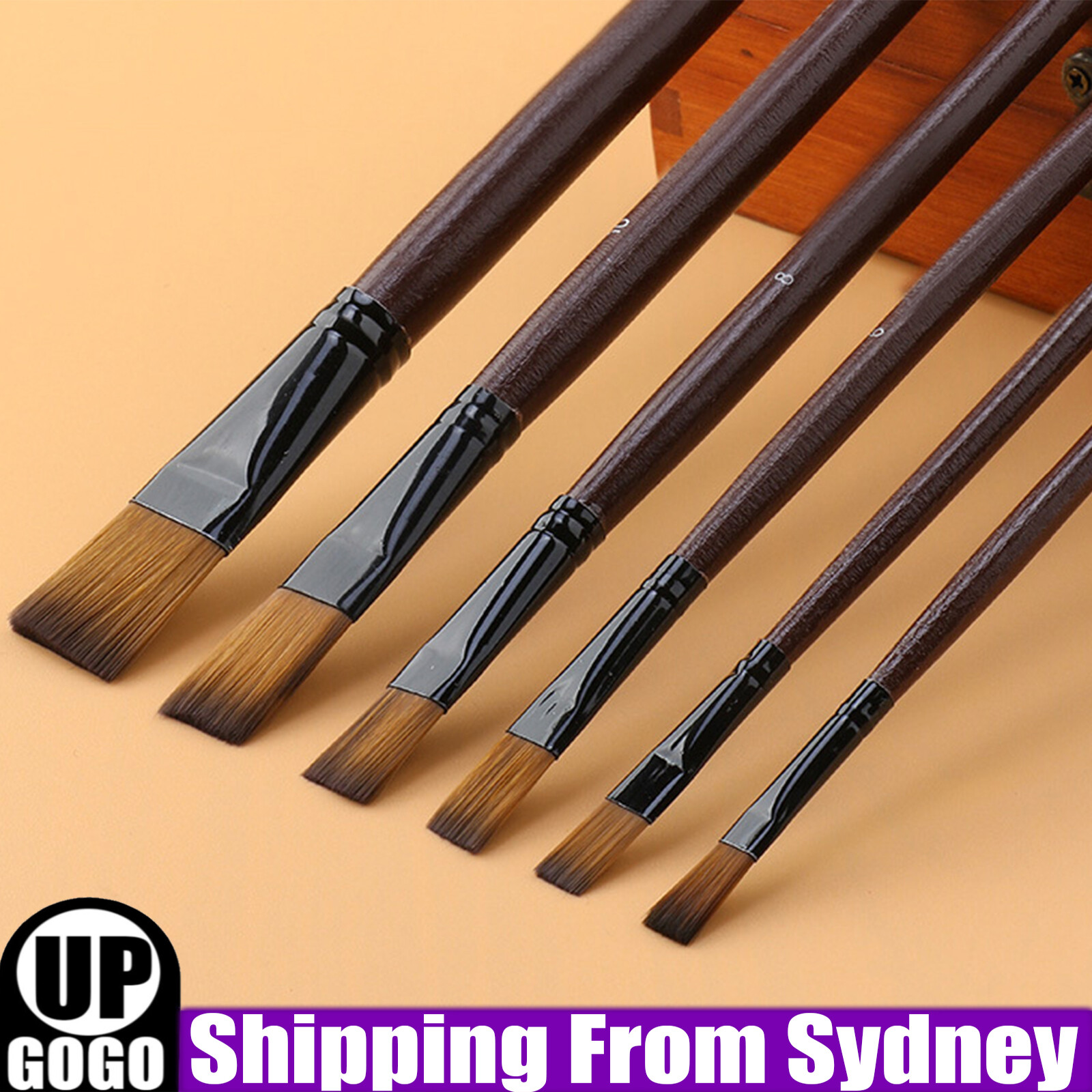 6X Art Painting Brushes Set Nylon Acrylic Oil Watercolor Artist Paint Brush Kit