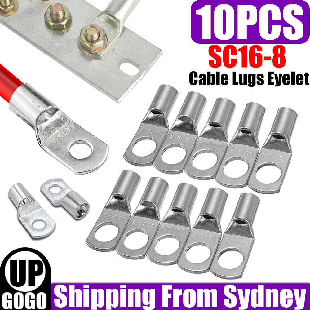 10x SC16-8mm Tinned Copper Lug Cable Battery Connector Terminals Wire AU Bare