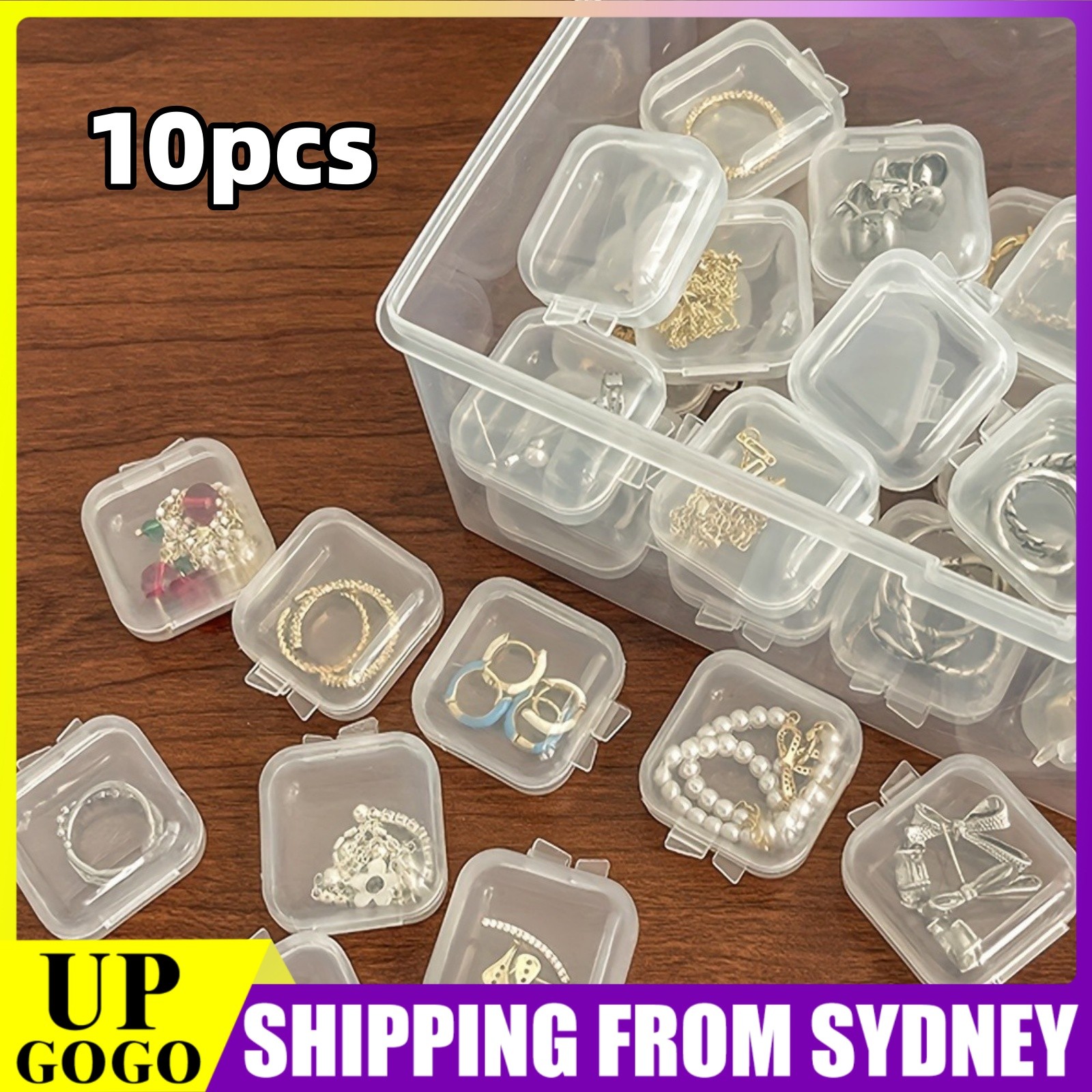 10pcs Mini Clear Plastic Storage Box Small Square Case for Earplug Jewelry AU