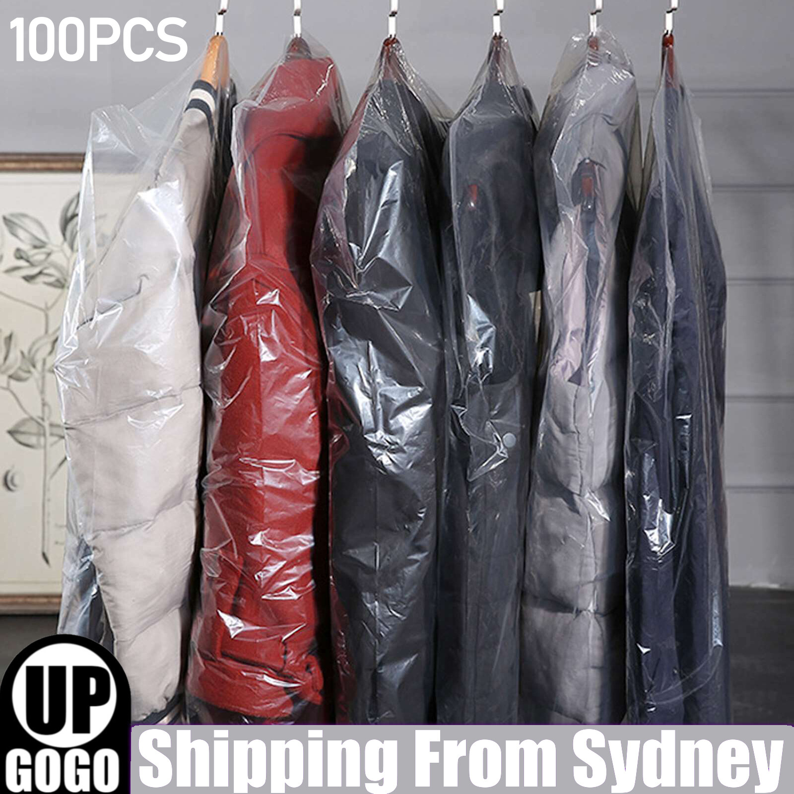 100PCS Clear Polythene Garment Suit Cover Plastic Dry Cleaner Clothes Dress Bags