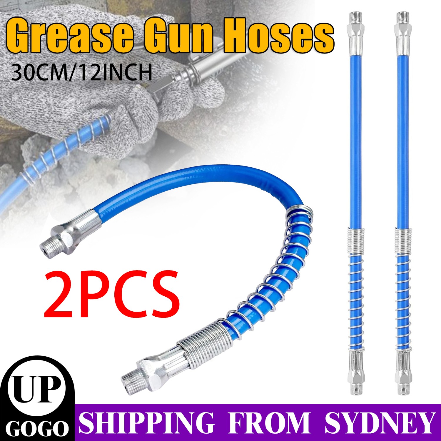 2pcs Grease Gun Hose Flexible Flex Explosion-Proof Spring Lube 12 Coupler Rubber
