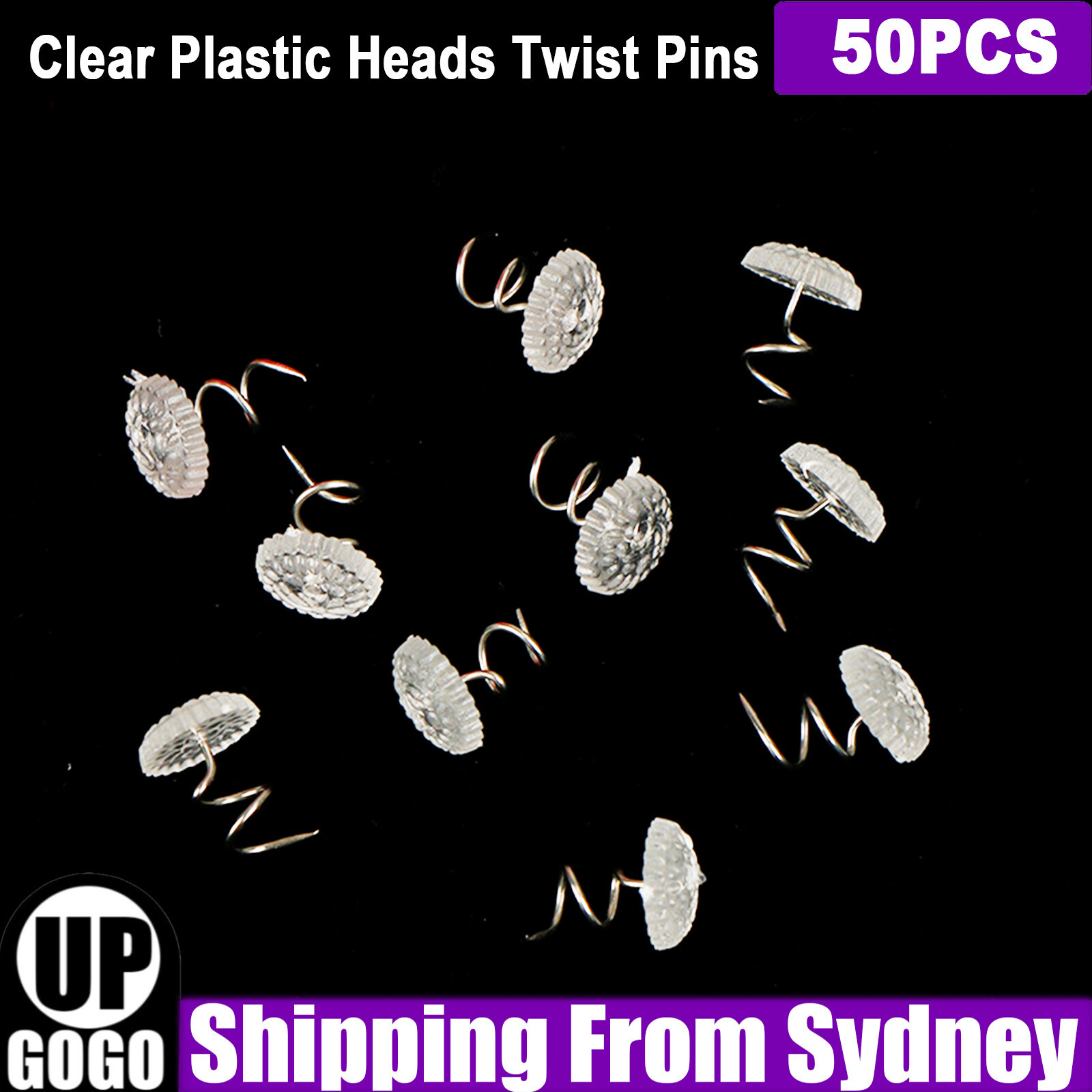 Branded 50X Clear Heads Twist Pins Upholstery for Sofa Slipcovers Bed Skirts Cov