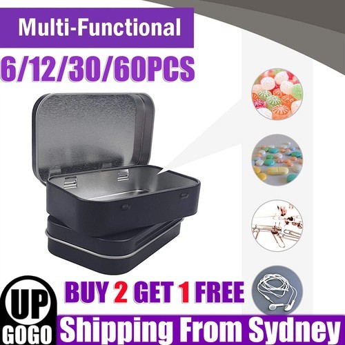6-60PCS Metal Hinged Tin Box Container Blank Portable Coin Storage as detail 1