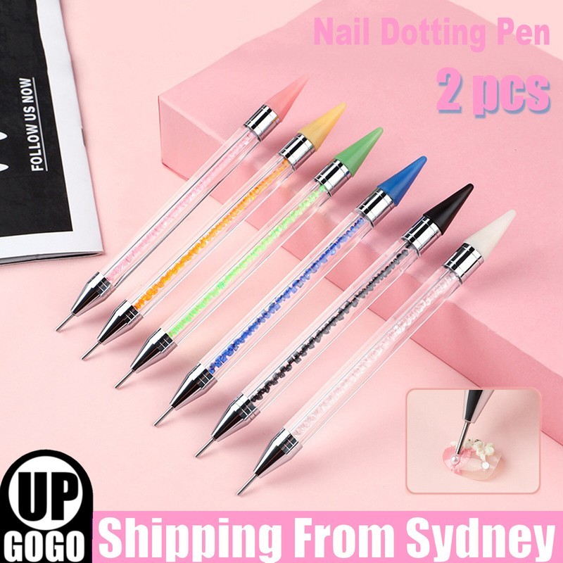 Dotting Pen Dual Ended Rhinestone Picker Wax Pencil Manicure Nail Art Tool AU