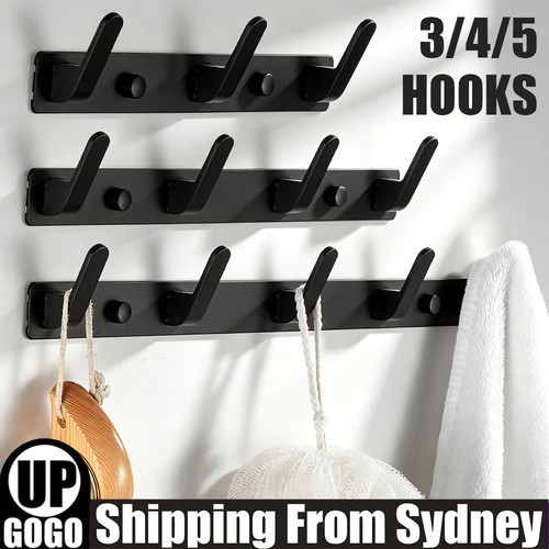 Aluminum 3 To 75Hooks Key Coat Clothes Door Holder Rack Hook Wall Mounted Hanger