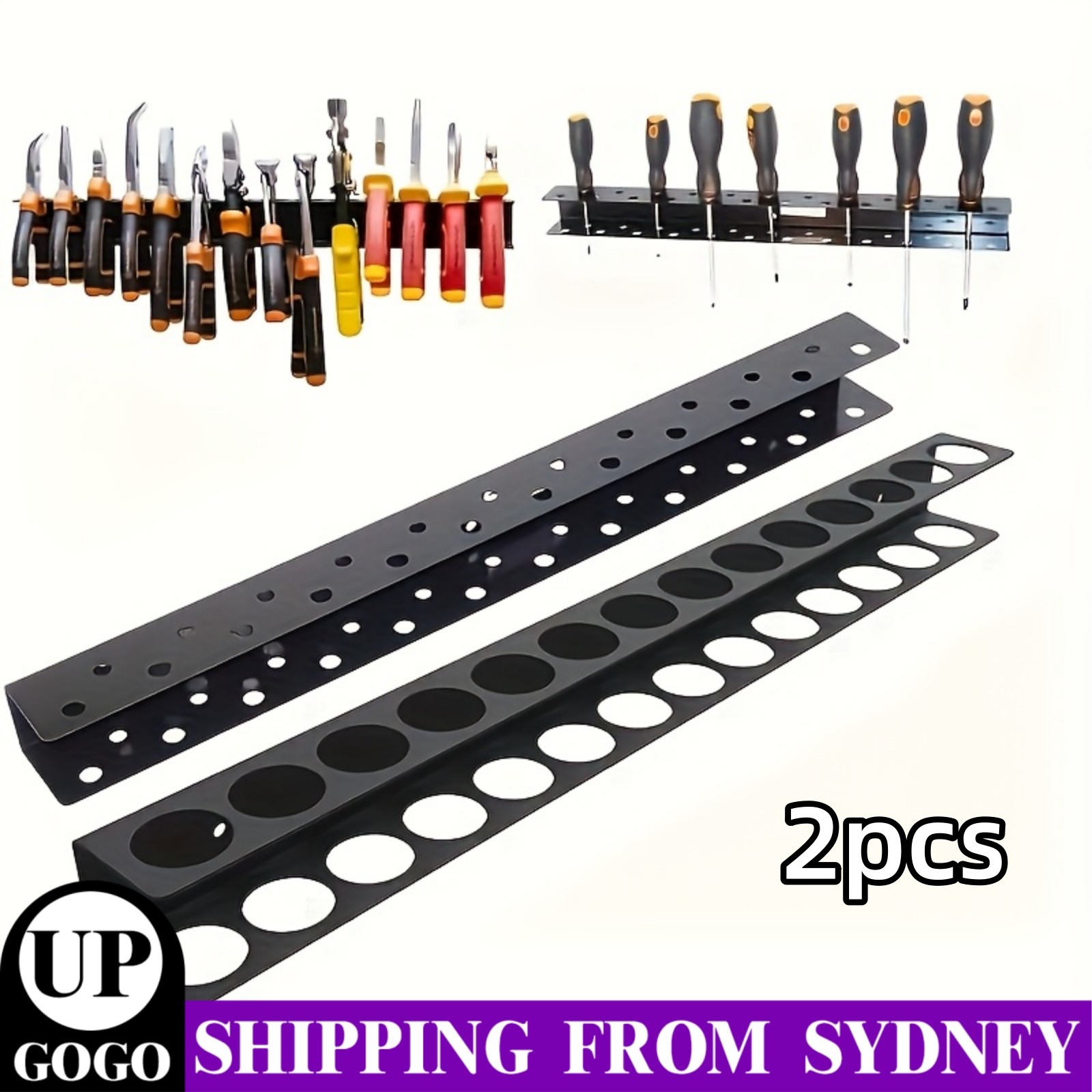 2x Screwdriver Holder Wall Mounted and Pliers Organizer Garage black Carbon Tool