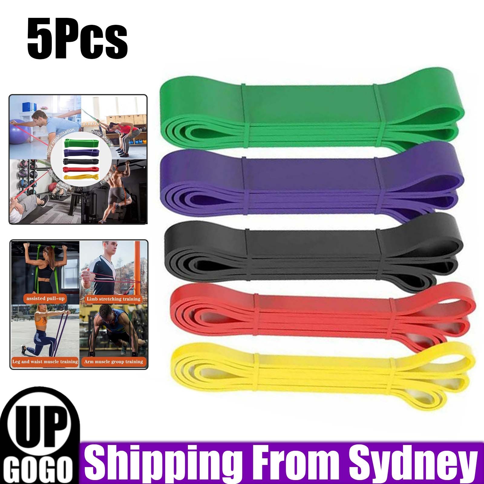 5X Resistance Bands Set Power Heavy Strength Fitness Exercise Gym Crossfit Yoga