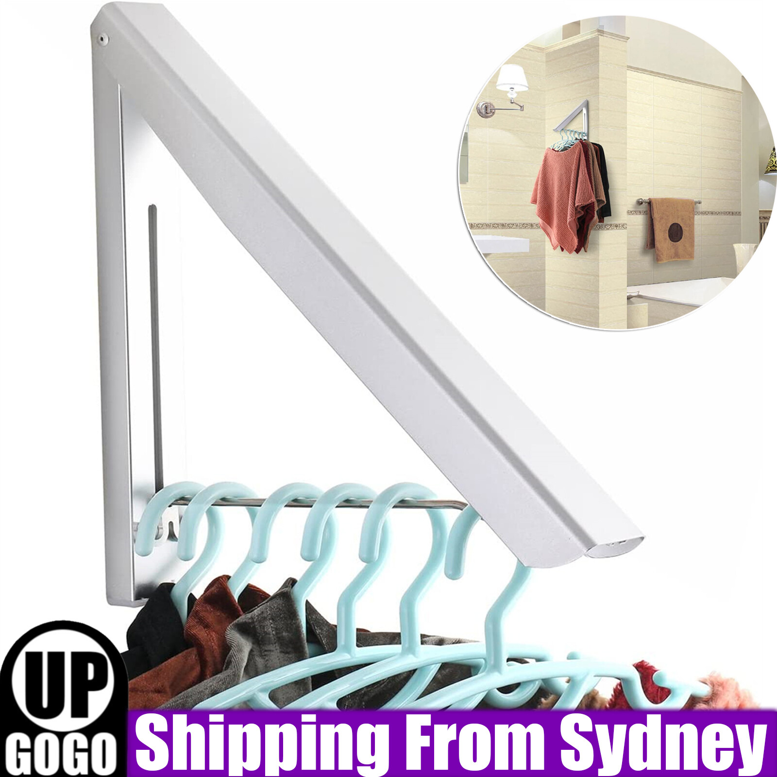 Wall Hanger Clothes Organizer Retractable Laundry Folding Drying Rack Holder AU