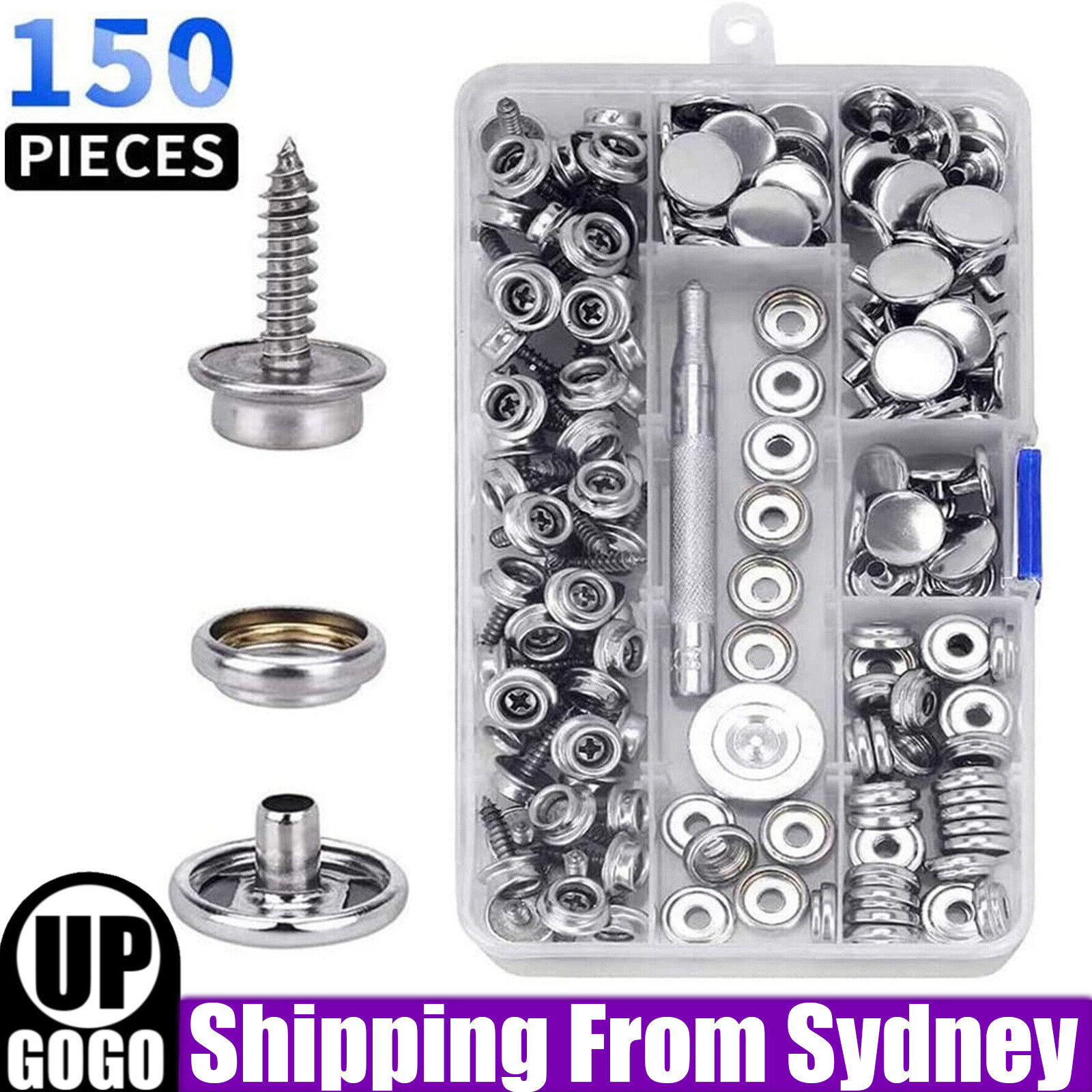 150PCS Boat Marine Canvas Stainless Steel Fabric Snap Cover Button Socket Kit as