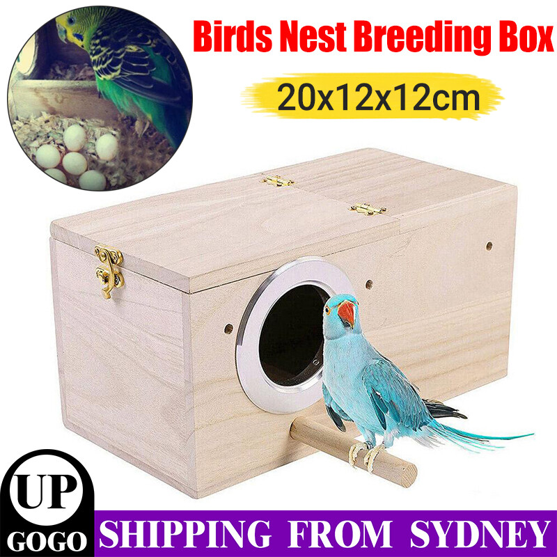 Birds Nest Breeding Box Parakeet Budgie Cockatiel Cage Nesting Window Wooden 1