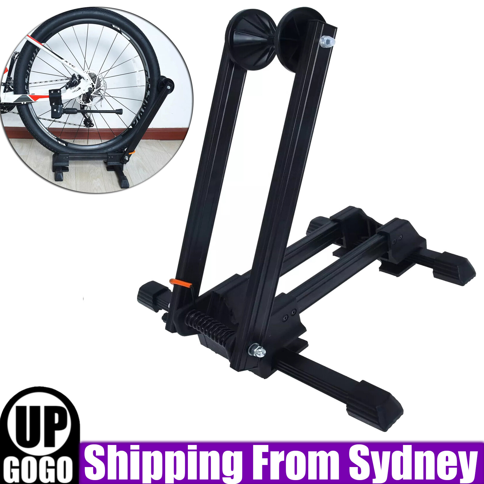 Foldable Bike Stand Bicycle Floor Parking Holder Storage Rack Indoor Park Black