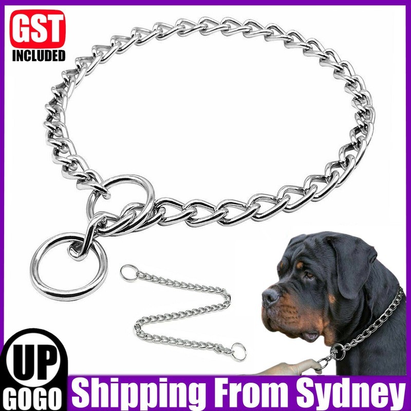 Pet Dog Choke Chain Choker Collar Strong Silver Metal Iron Training 6 sizes AU