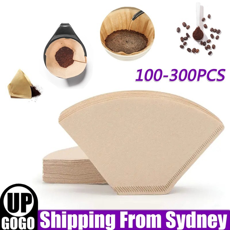 100-300PCs 102 Coffee Filter Paper Natural Thick Strong Original Wooden Drip AU